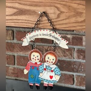 Rare Vintage 1973 Raggedy Ann & Andy Hanging Wall Decor